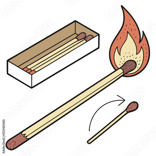 burning match vector illustration
