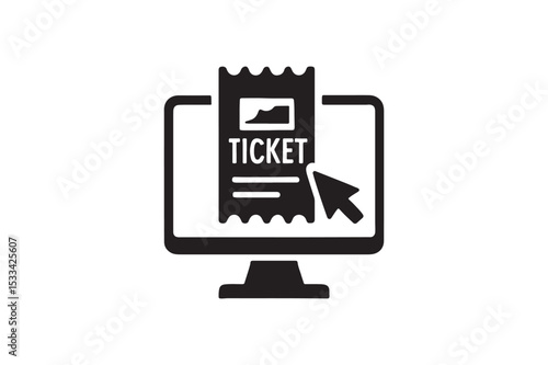Online Ticket Receipt silhouette vector with white background