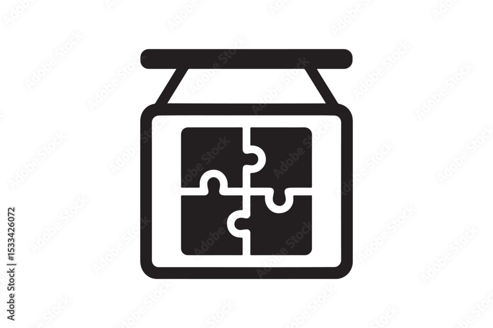 Fototapeta premium Puzzle Match Sign silhouette vector with white background