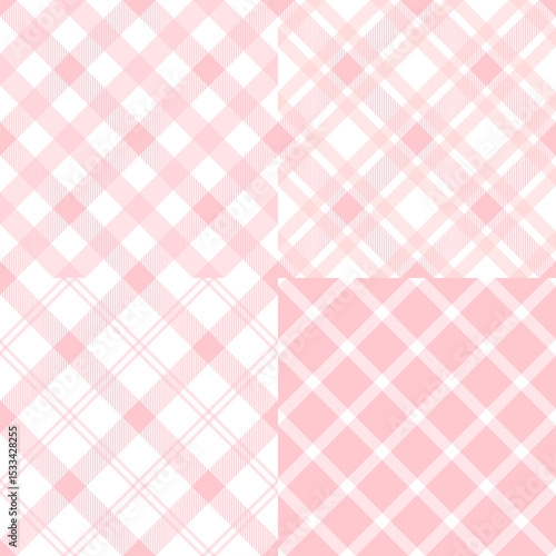  Fabric pattern, pink checkered pattern, gift wrapping paper , seamless pattern 
