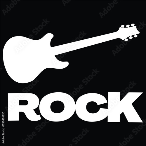 vector illustration of a guitar, Rock Music Guitar Silhouette Icon