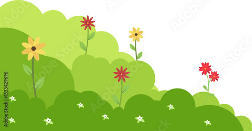 Green Bushes Corner with Flower Decoration