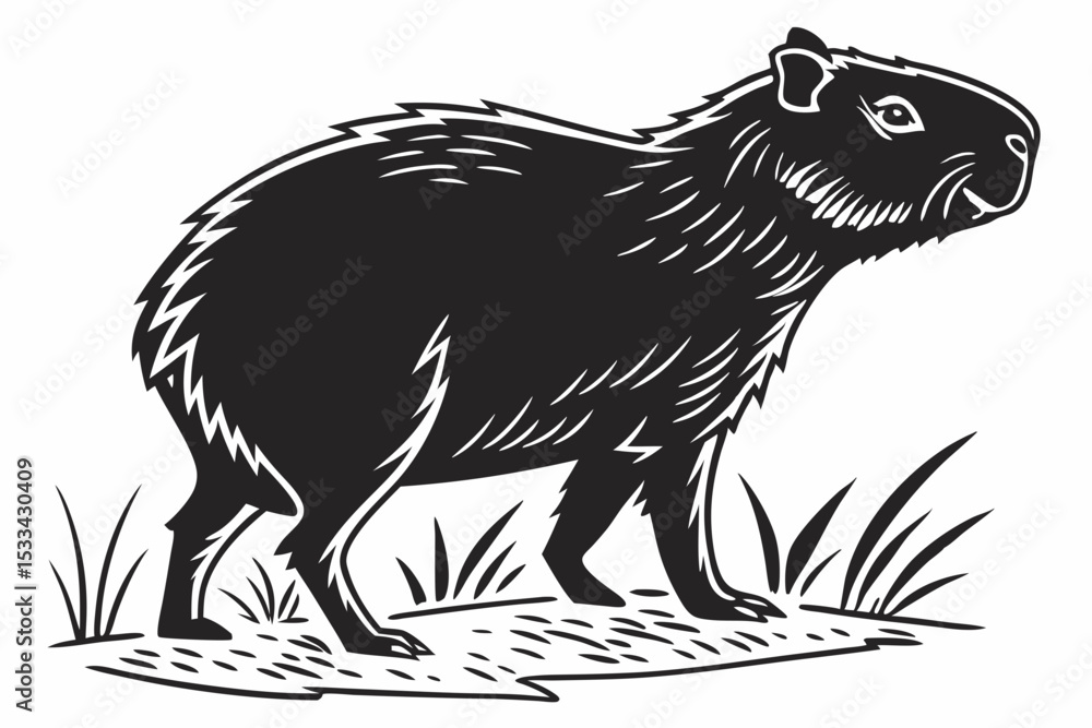 Obraz premium capybara sihouette black vector