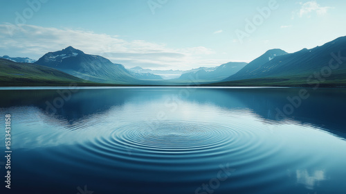 The natural scenery of mountains and calm lakes under the blue sky