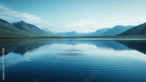 The natural scenery of mountains and calm lakes under the blue sky