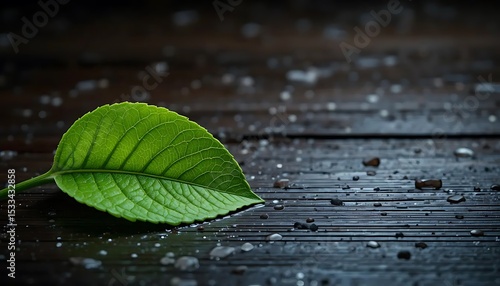 green leaf with water drops