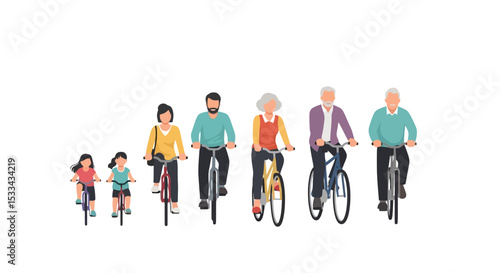 Generational Bicycling: A Family Ride Illustration