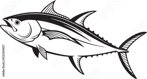 Isolated blue tuna fish vector illustration for fishing, marine life, or underwater nature