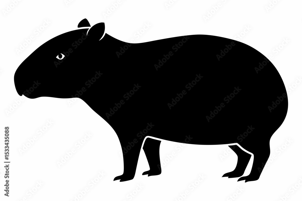 Fototapeta premium capybara sihouette black vector