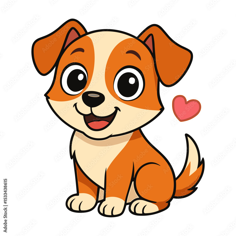 Obraz premium cartoon dog sits cute dog illustrations