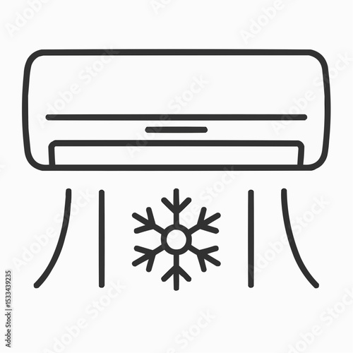 Air conditioner thin line icon, Gym concept, Air cooling with snowflake sign on white background, air conditioning icon in outline style for mobile concept and web design. Vector graphics.