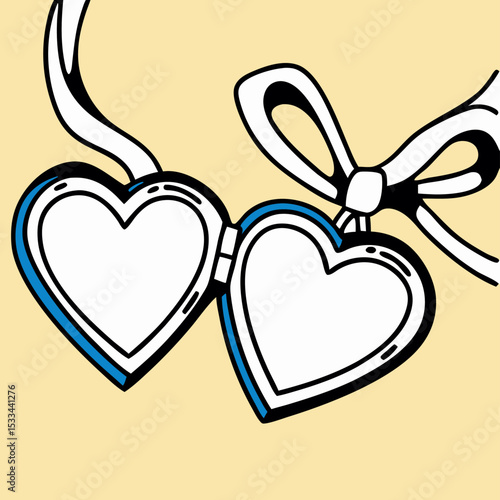 Heart-Shaped Locket Necklace with Ribbon Bow Illustration
