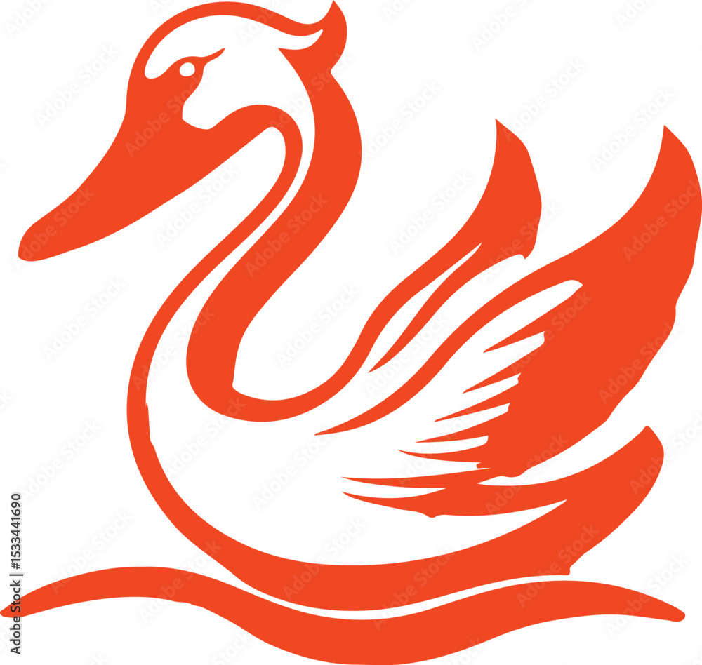 Fototapeta premium Ornamental Swan Silhouette Artwork