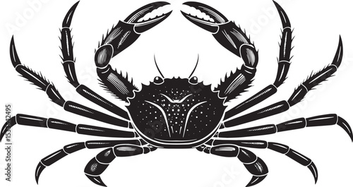 Red crab vector illustration: isolated seafood animal with claws on a white background