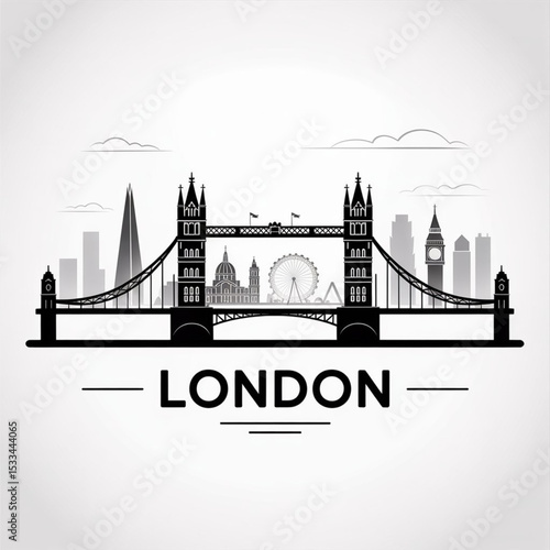 London Skyline Silhouette — Iconic Historic and Modern City Vector Illustration