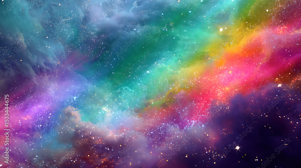 Fototapeta premium Universe with shining psychedelic colored stars