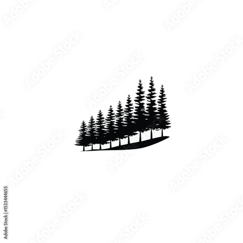 A layered forest silhouette with fading opacity on white background