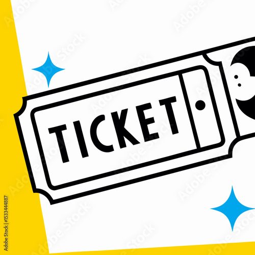 Event Ticket Icon Illustration:  Modern Ticket Design Graphic