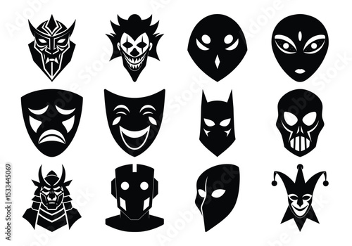 Theater mask silhouette set on a white background