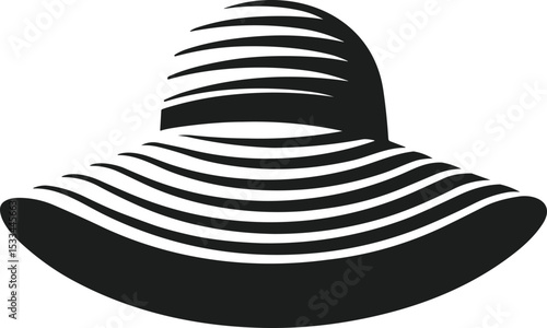 Wide Brim Summer Hat Silhouette Vector – Elegant Beachwear Illustration