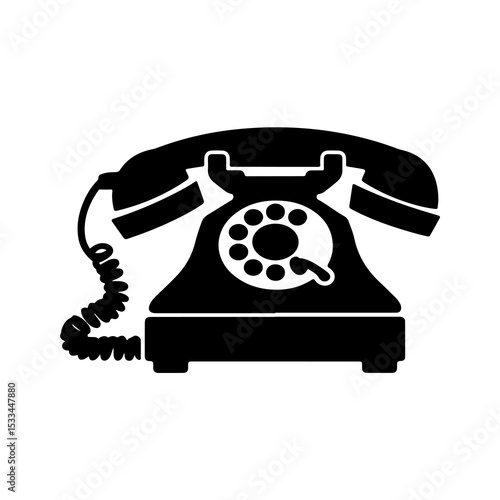 Silhouette of a Vintage Rotary Dial Telephone