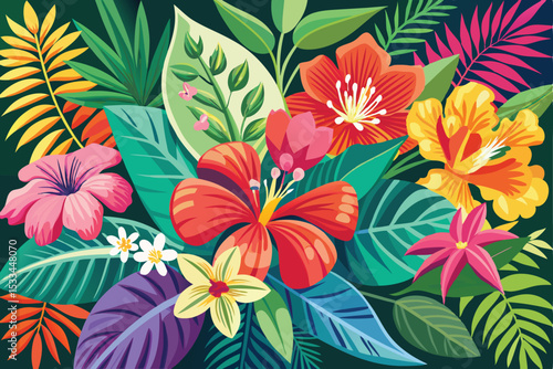 Seamless floral pattern featuring a vibrant array of flowers, leaves, and butterflies for a nature-inspired vintage design