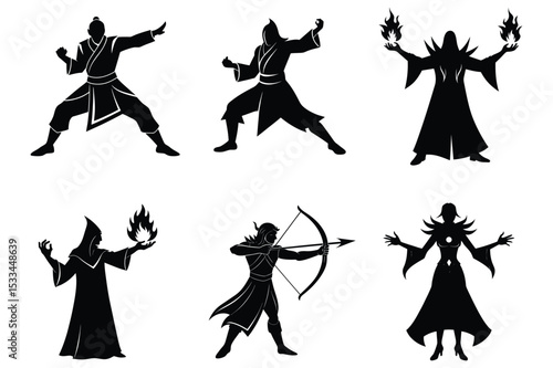 set of silhouettes of RPG