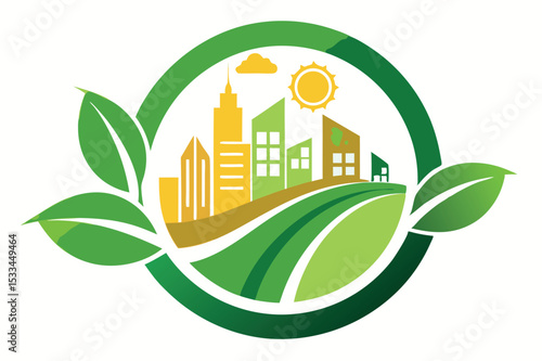 Urban greenery concept showcasing sustainable city design with architecture, trees, and sunny weather