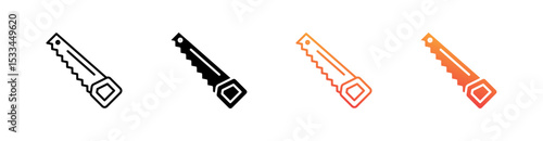 Hand Saw Multiple Style Icon Set Vector 