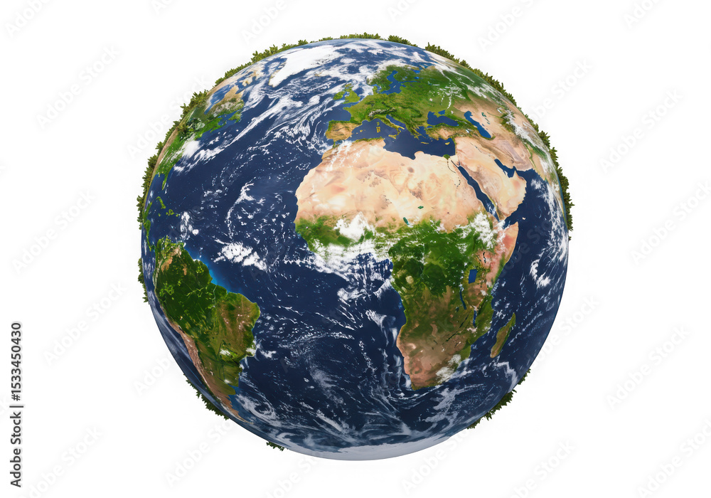 Fototapeta premium Earth globe with lush green equatorial forest
