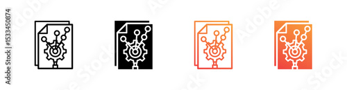 Data Multiple Style Icon Set Vector 