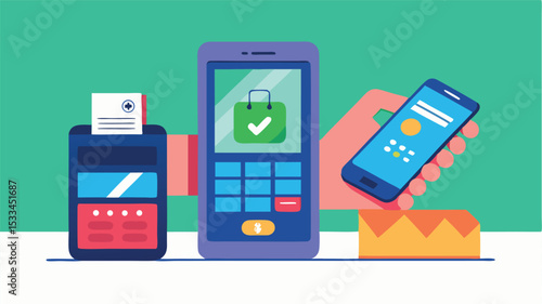 Digital payment options displayed on various devices are reshaping online shopping experiences in a colorful visual representation