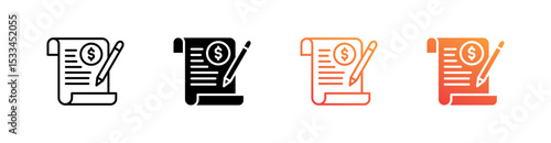 Accounts Receivable Multiple Style Icon Set Vector 