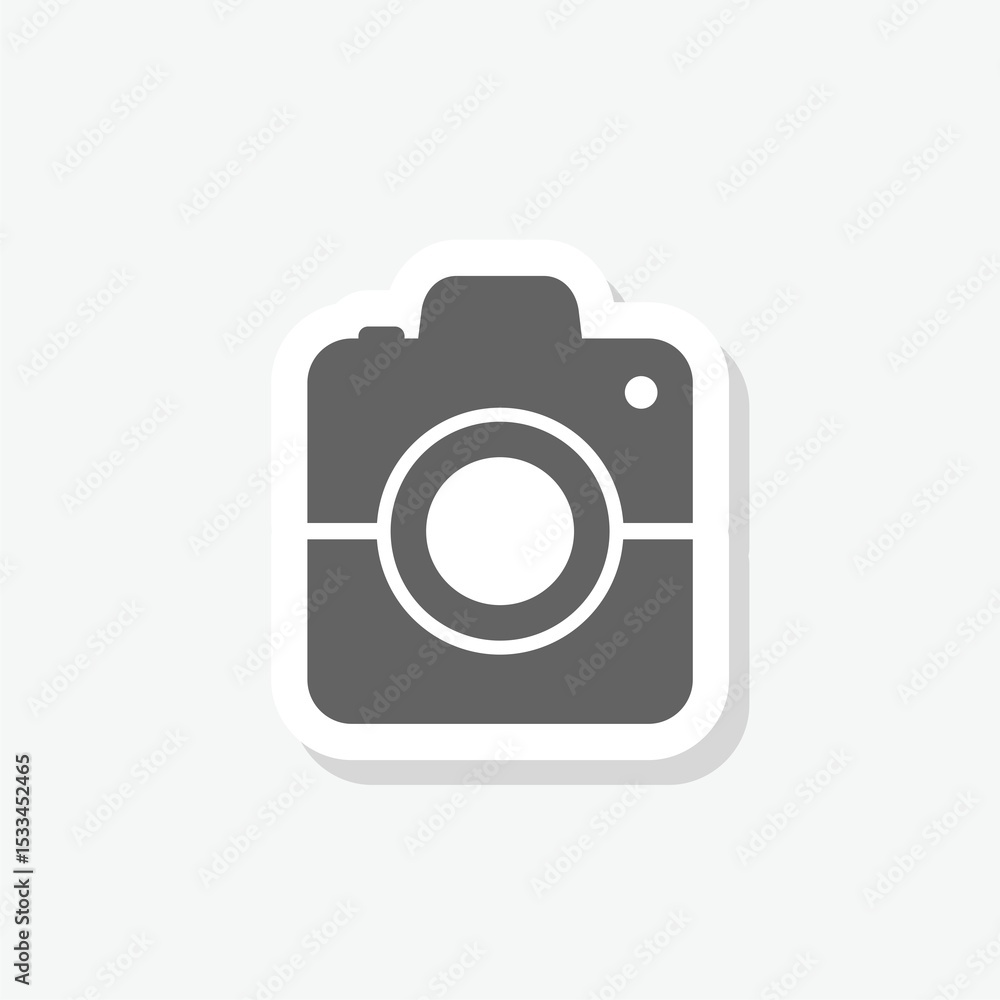 Camera icon sticker isolated on gray background Camera icon sticker isolated on gray background