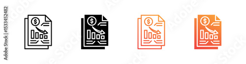 Depreciation Multiple Style Icon Set Vector 