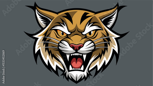 Illustration of a fierce tiger head logo with intense expression and bold colors
