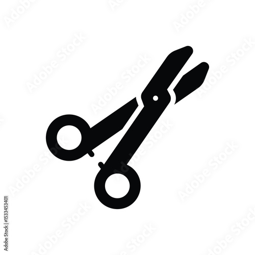 Black solid icon for surgical scissor