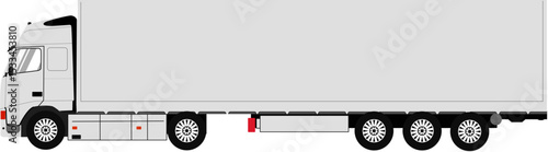  Long Haul Semi-Truck with Trailer Vector Illustration