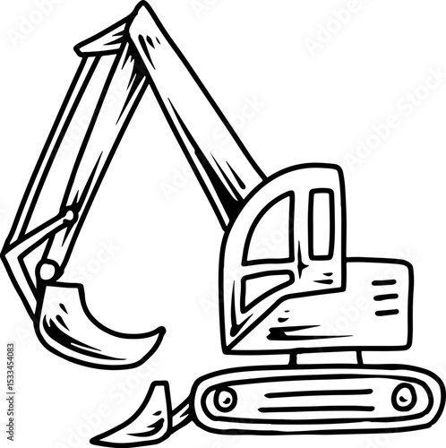 Excavator line drawing for coloring book  