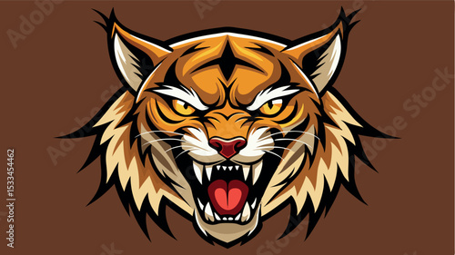 Fierce tiger head illustration in vibrant colors showcasing powerful expression and detailed features