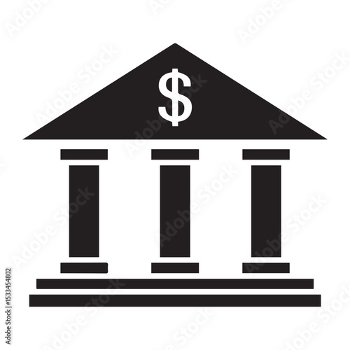 Bank Building Icon Financial Institution Symbol Money Wealth Savings Investment Business Finance