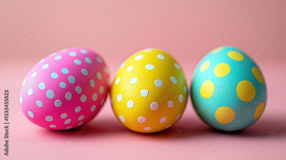 Obraz premium Three decorated Easter eggs in pastel colors