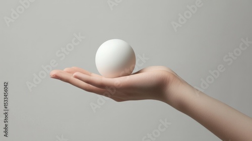 A hand holding a white egg