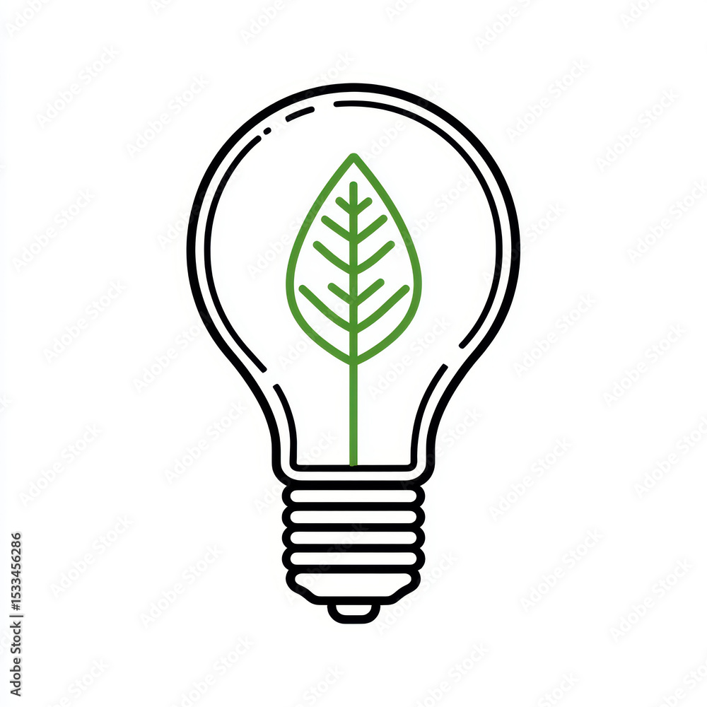 Green leaf inside light bulb symbolizing eco friendly energy concept Green leaf inside light bulb symbolizing eco friendly energy concept
