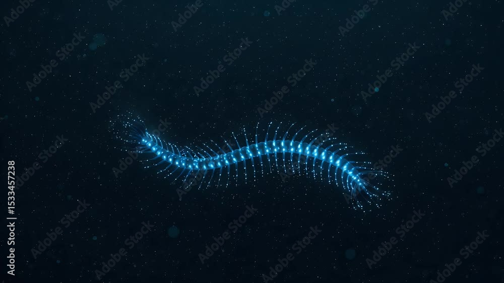 Abstract spinal cord, glowing dots Abstract spinal cord, glowing dots