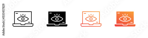 Visibility Multiple Style Icon Set Vector 