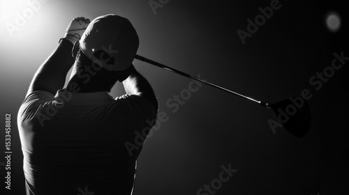 A man is swinging a golf club