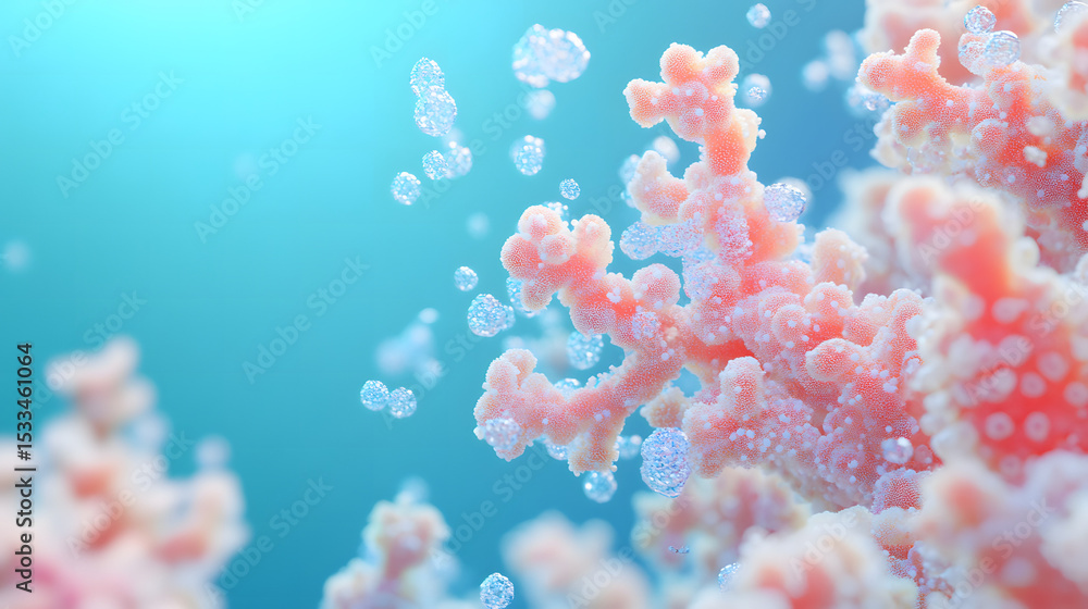 Fototapeta premium close up view of textured, coral structures 3D soft pop style