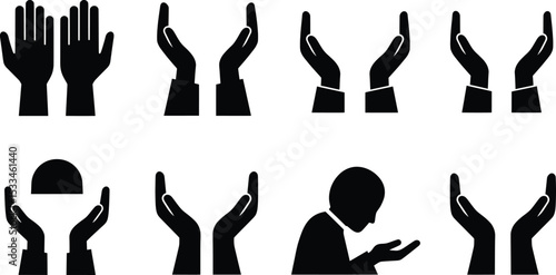 Islamic Prayer Hands (Dua) Gesture Icon Set