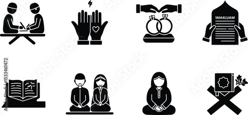 Islamic Wedding and Nikah Ceremony Icon Set